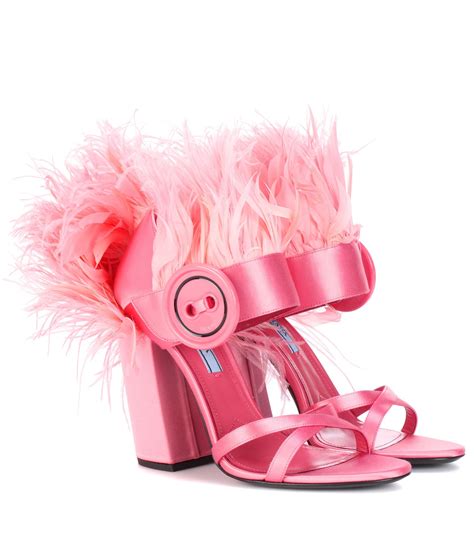 prada feather satin sandals